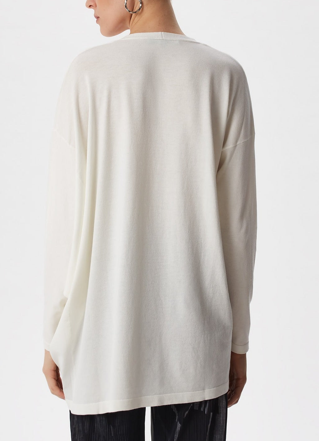 Women Jersey | Ecru Fluid Sweater With Bat Sleeve by Spanish designer Adolfo Dominguez