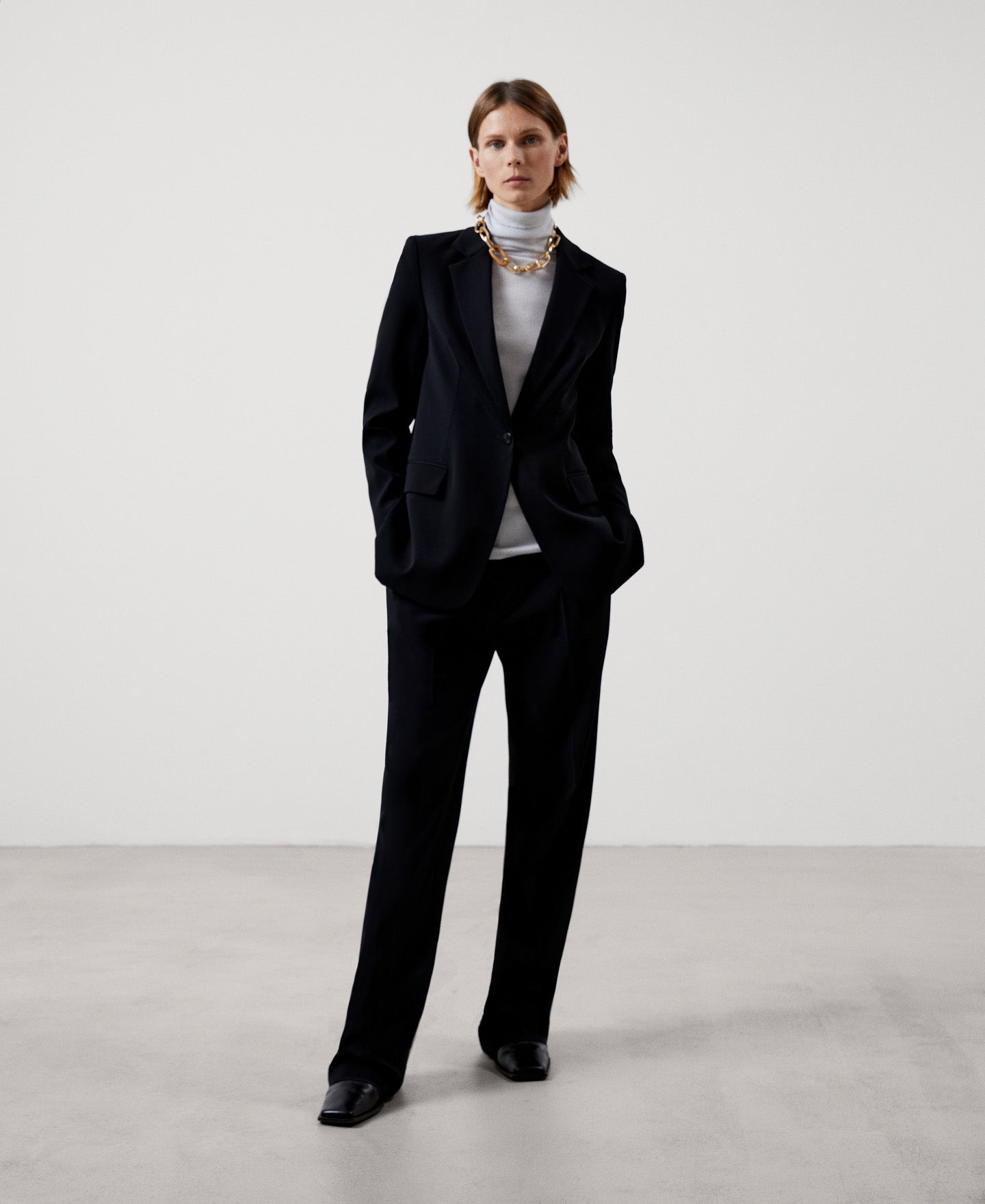Women Jersey | Ecru Merino Wool High Collar Sweater by Spanish designer Adolfo Dominguez