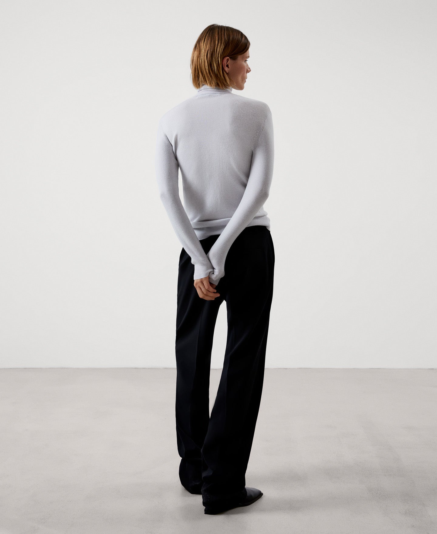 Women Jersey | Ecru Merino Wool High Collar Sweater by Spanish designer Adolfo Dominguez