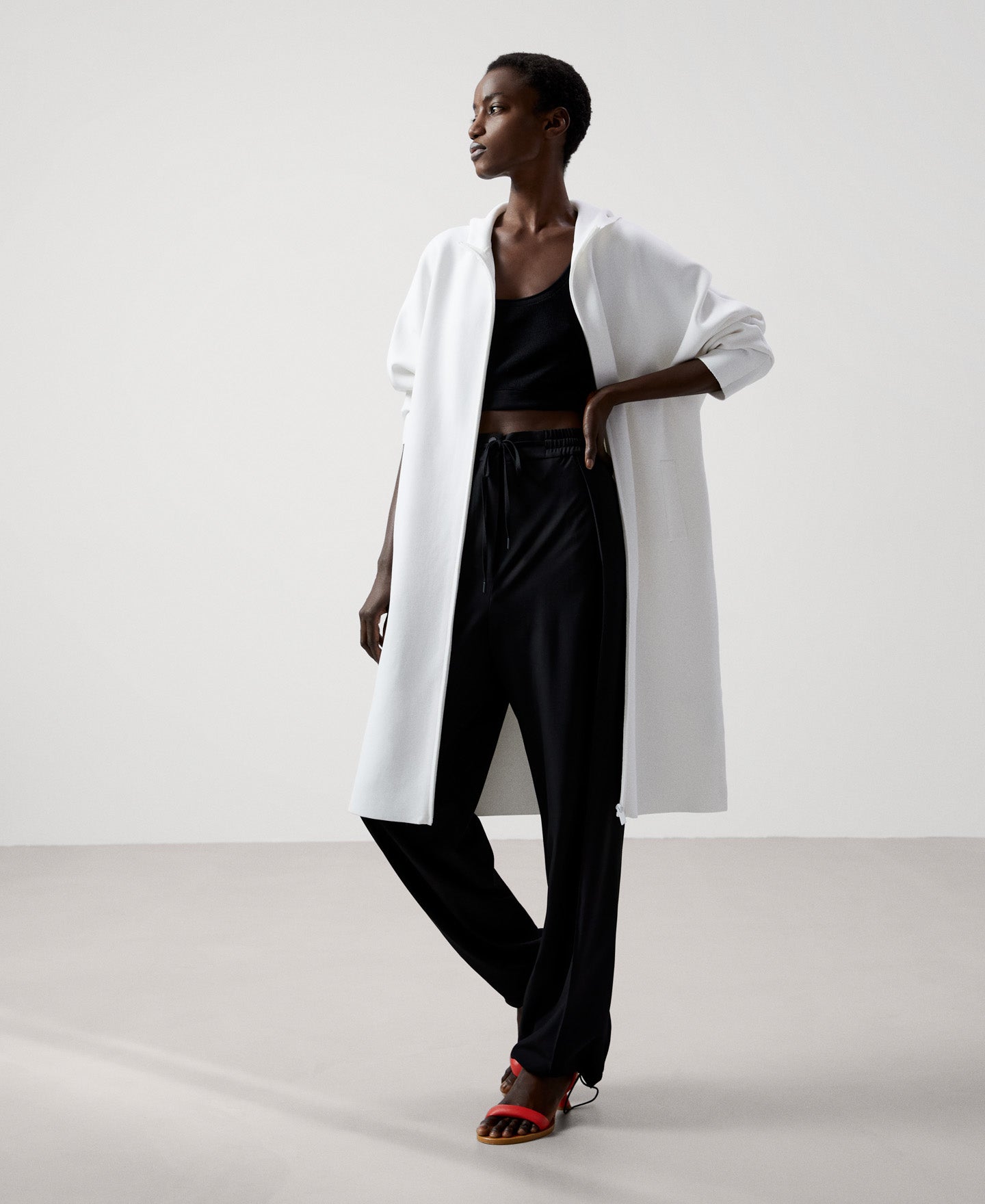 Women Coat | Ecru Recycled Nylon Double Faced Coat by Spanish designer Adolfo Dominguez