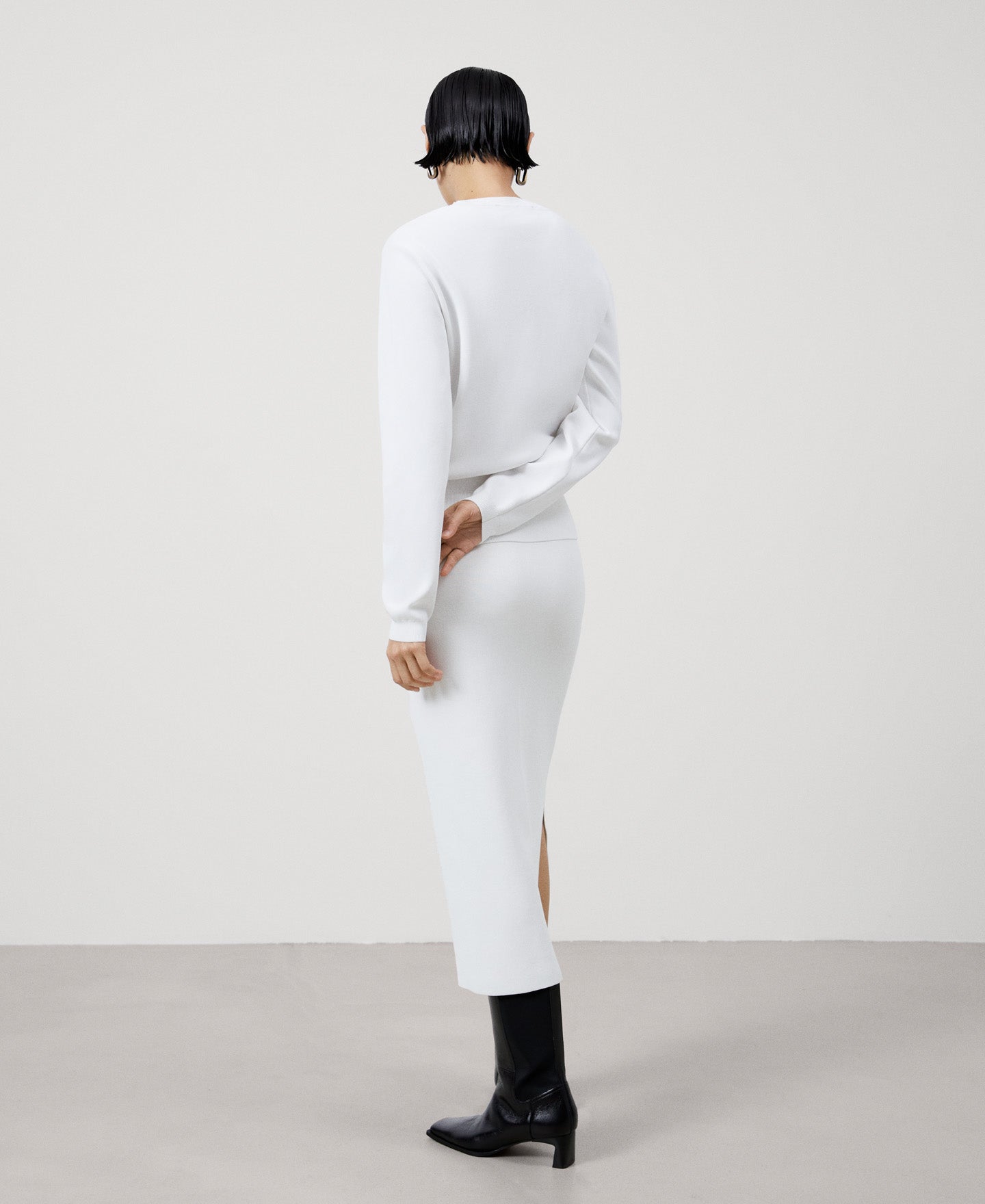 Women Jersey | Ecru Recycled Nylon Knitted Sweater by Spanish designer Adolfo Dominguez