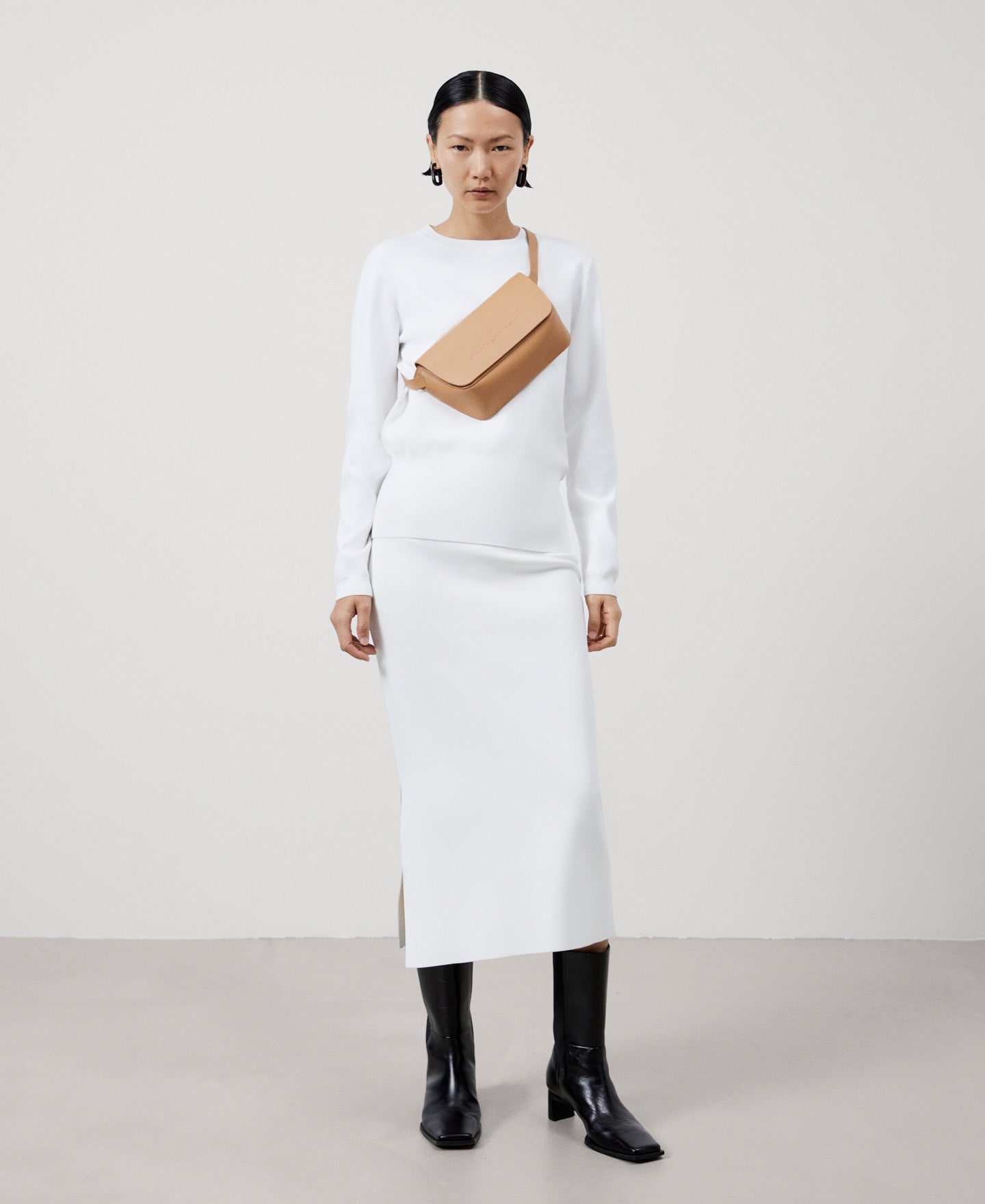 Women Jersey | Ecru Recycled Nylon Knitted Sweater by Spanish designer Adolfo Dominguez