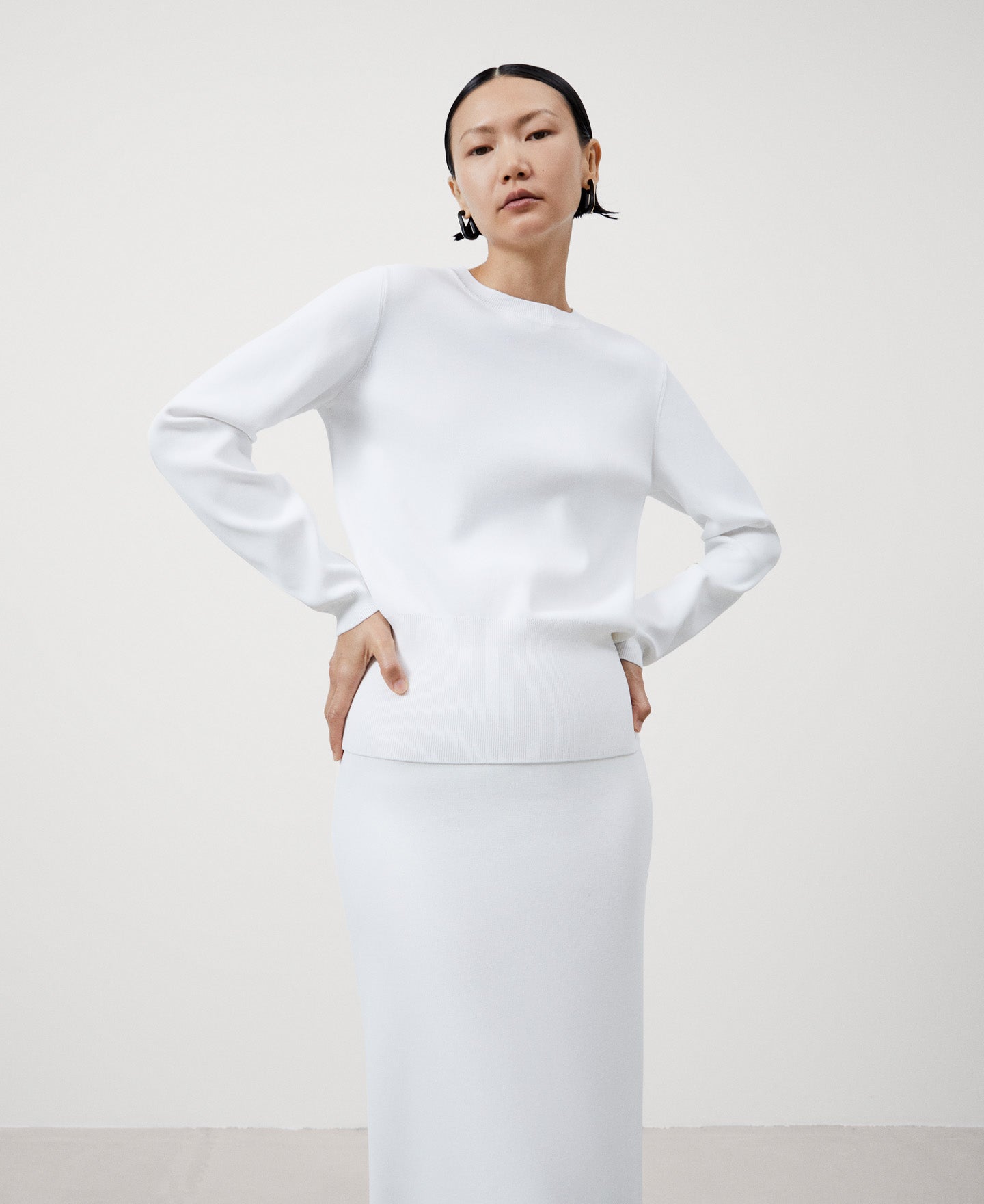 Women Jersey | Ecru Recycled Nylon Knitted Sweater by Spanish designer Adolfo Dominguez