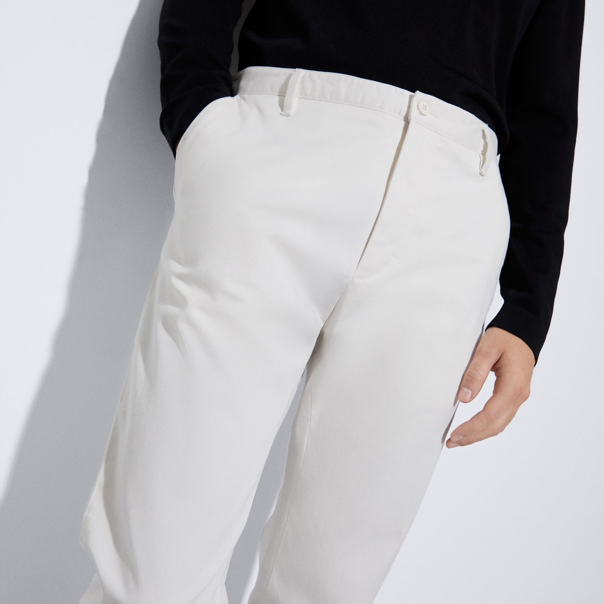Men Trousers | Ecru Responsible Cotton Chino Pants by Spanish designer Adolfo Dominguez