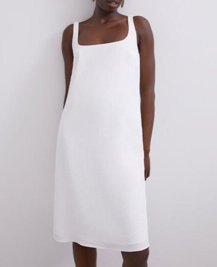 Women Dress | Ecru Square Neckline Dress by Spanish designer Adolfo Dominguez