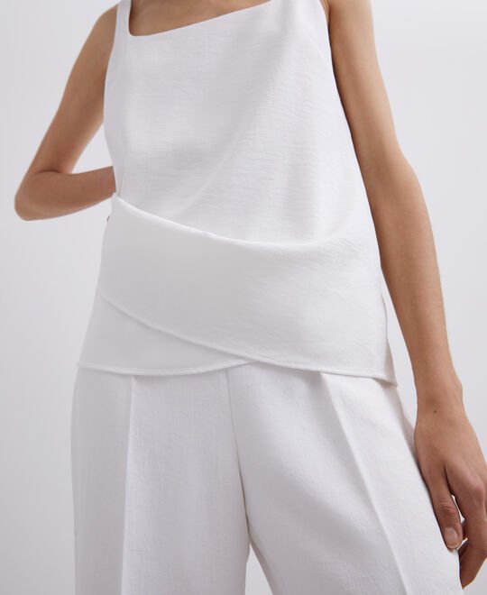Women Top | Ecru Square Neckline Top by Spanish designer Adolfo Dominguez