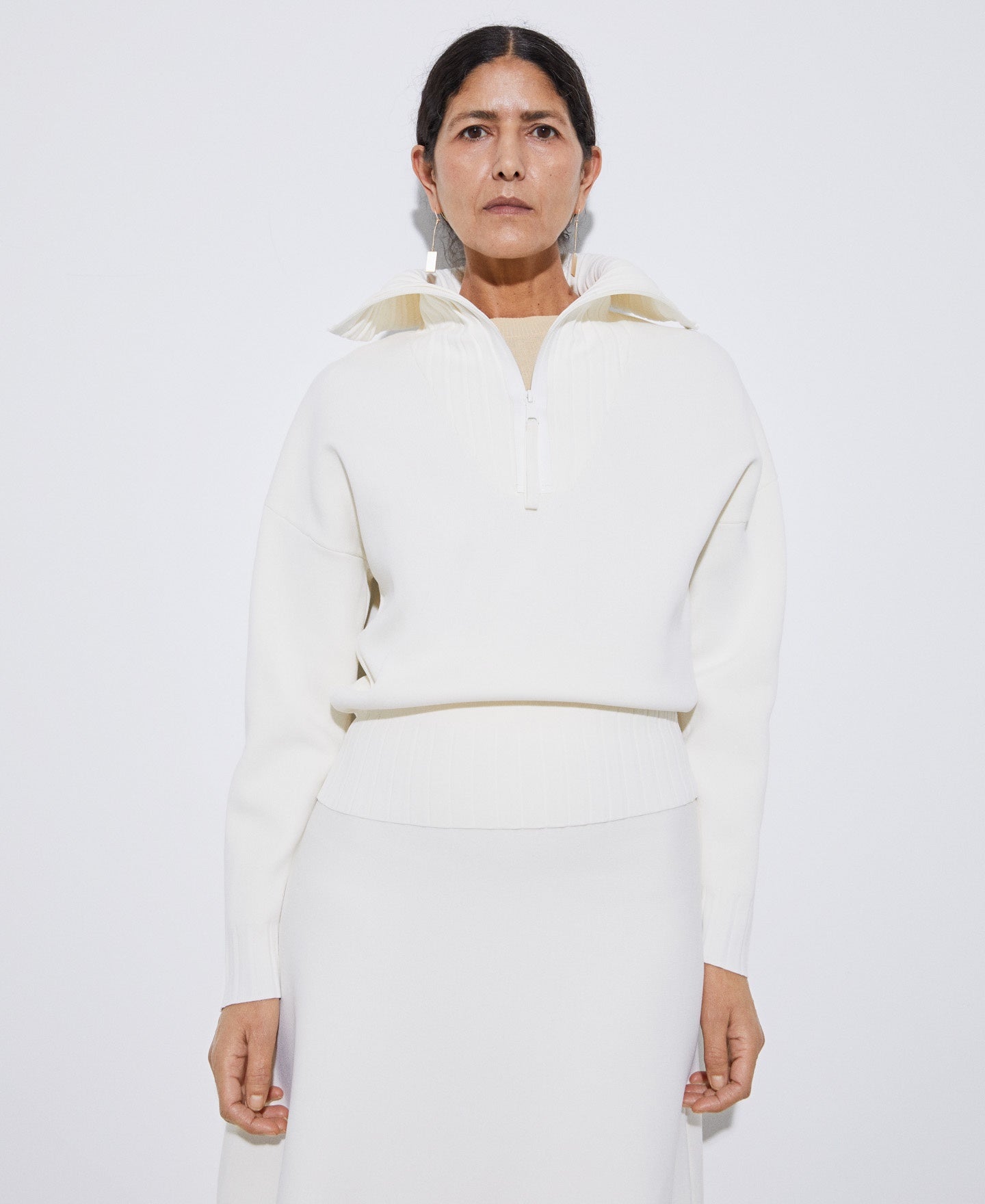 Women Jersey | Ecru Viscose And Recycled Nylon Sweater by Spanish designer Adolfo Dominguez
