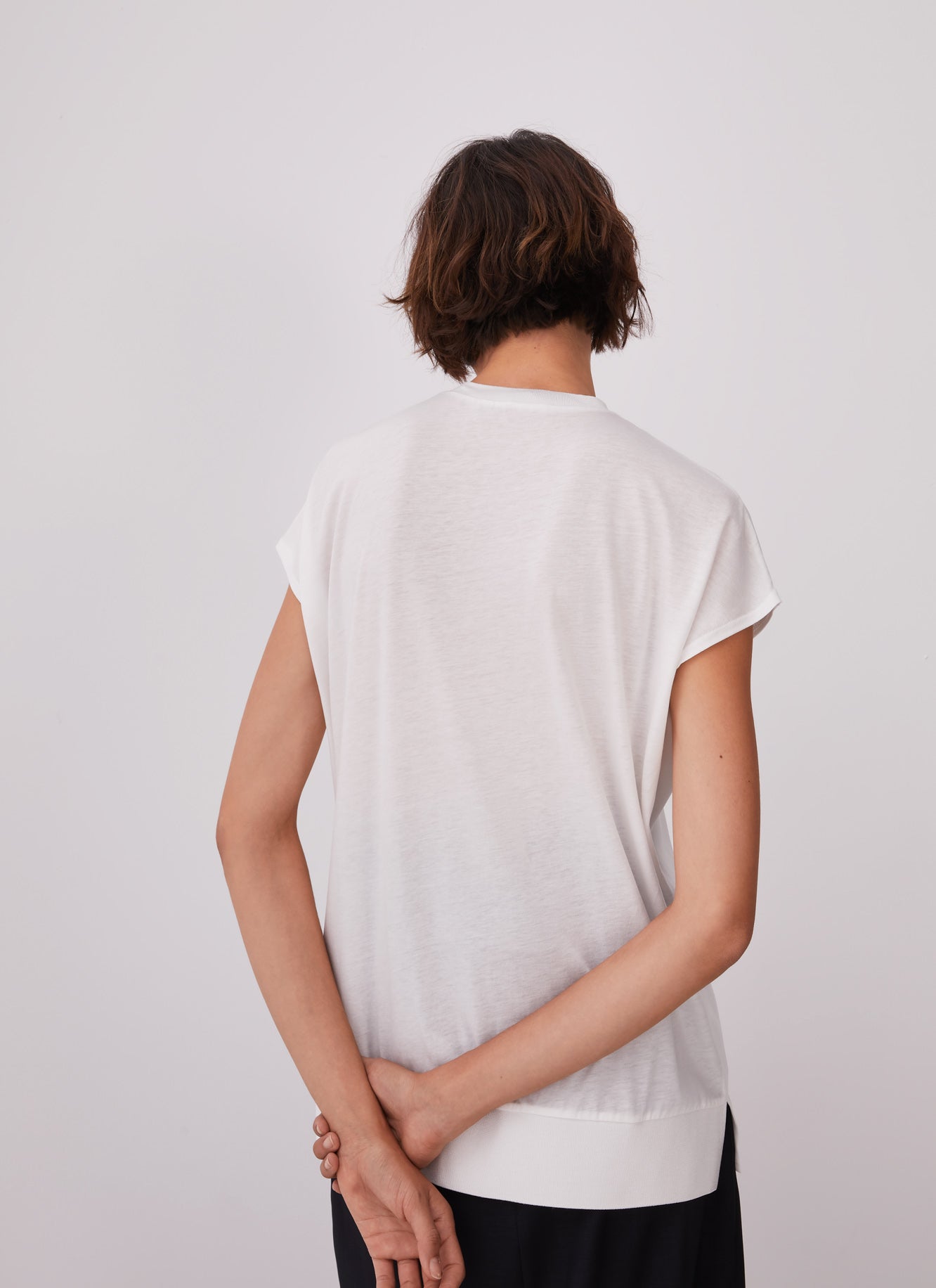 Women T-Shirt (Short Sleeve) | Ecru Viscose, Cotton And Lyocell T-Shirt by Spanish designer Adolfo Dominguez
