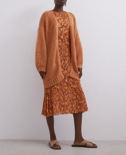 Women Dress | Flower Stamped Printed Sleeveless Midi Dress by Spanish designer Adolfo Dominguez
