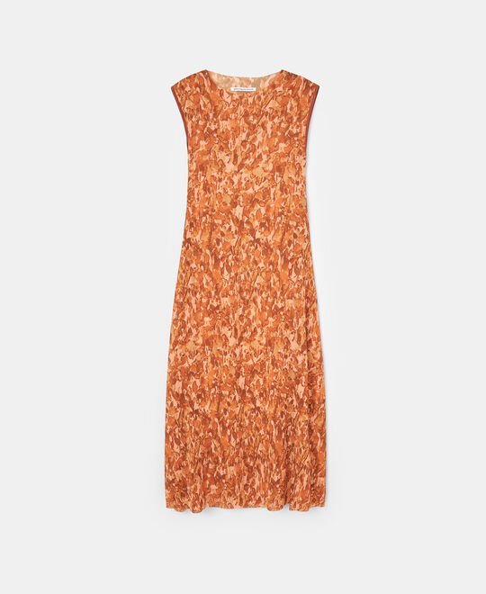 Women Dress | Flower Stamped Printed Sleeveless Midi Dress by Spanish designer Adolfo Dominguez