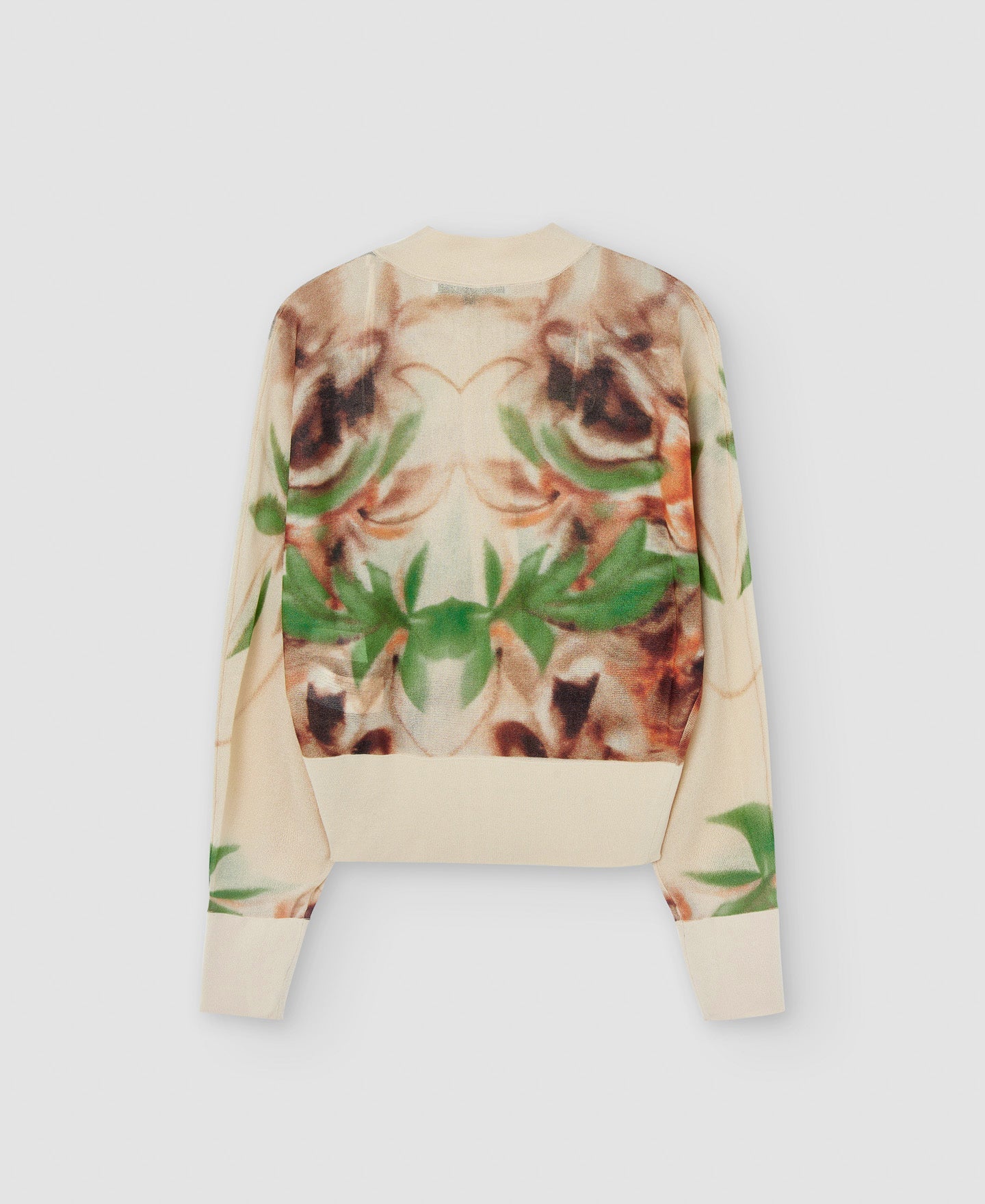 Women Knit Jacket | Flower Stamped Responsible Viscose Printed Bomber by Spanish designer Adolfo Dominguez