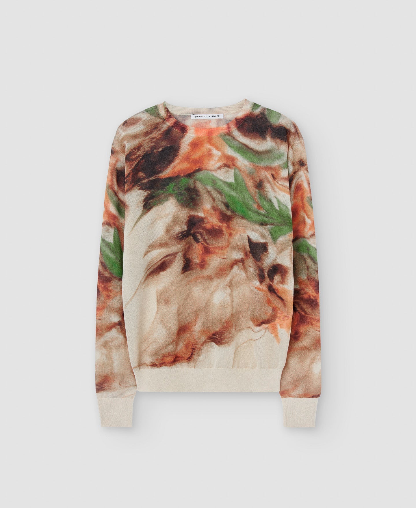 Women Jersey | Flower Stamped Responsible Viscose Printed Sweater by Spanish designer Adolfo Dominguez