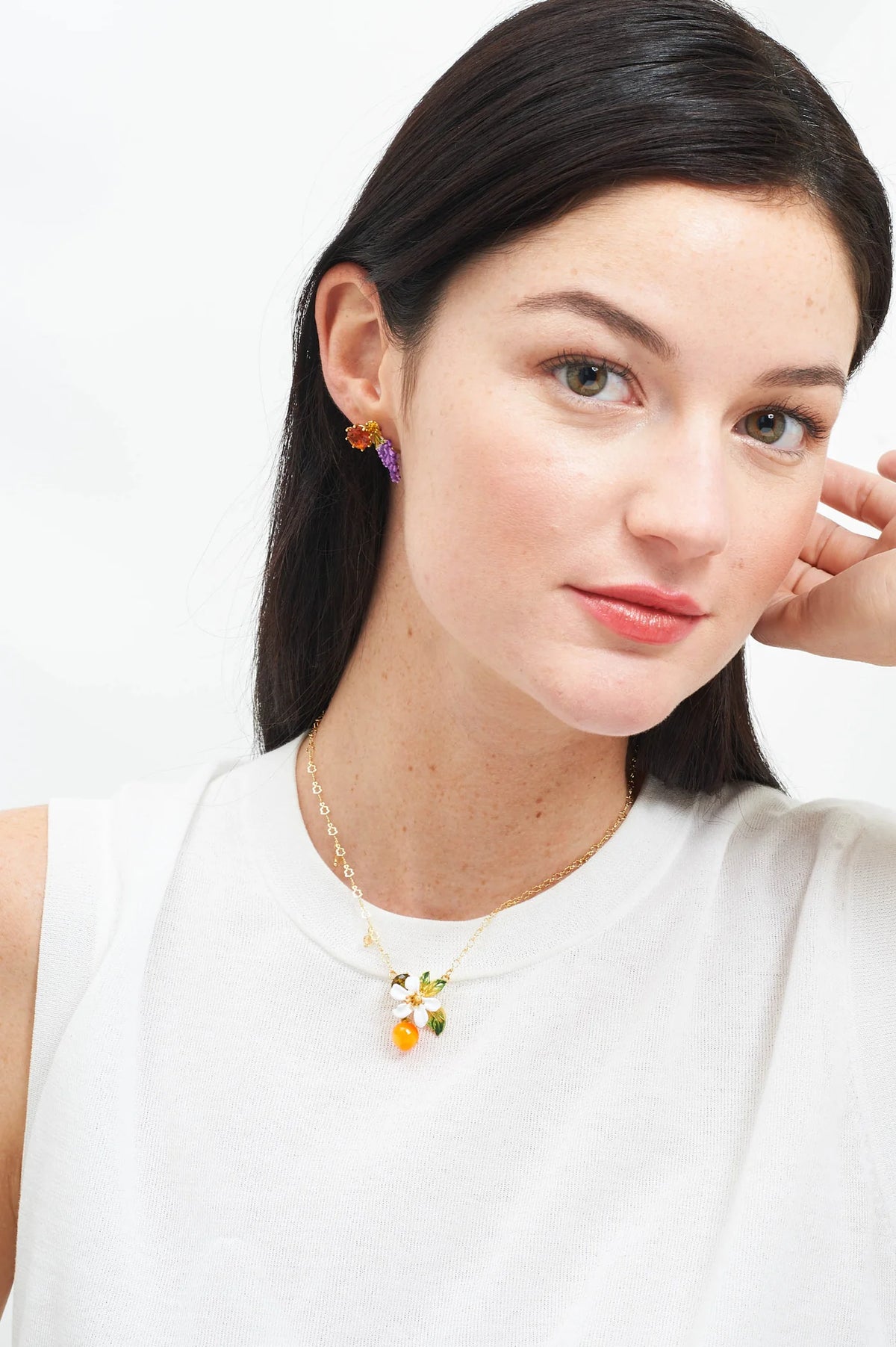 Orange Blossom And Little Orange Pendant Necklace | ABJP313/1
