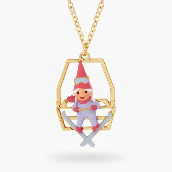 Garden Gnome And Chairlift Pendant Necklace | ascp3111