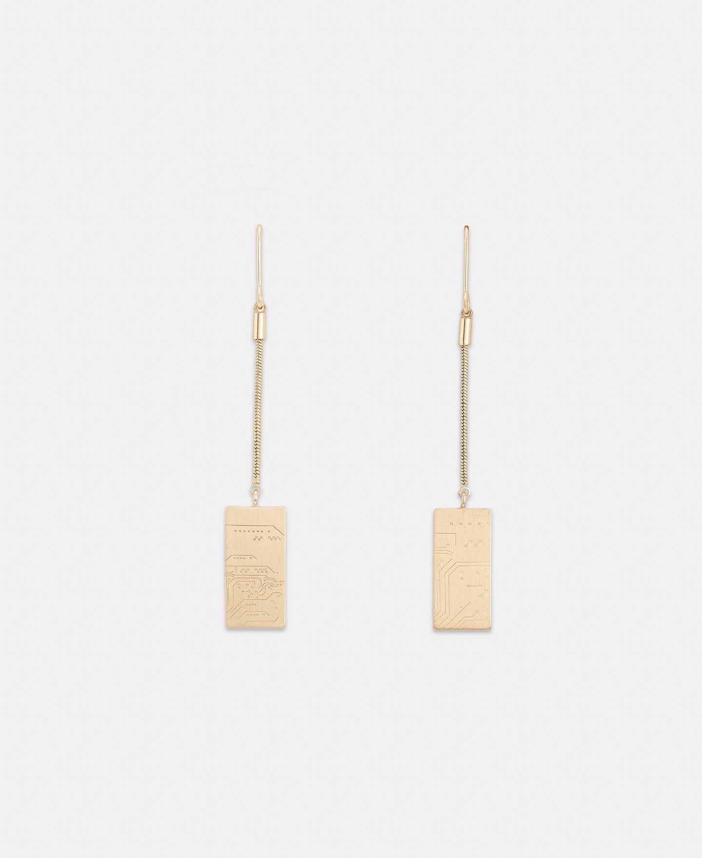 Women Earrings | Gold Author'S Engraved Dangling Earrings by Spanish designer Adolfo Dominguez