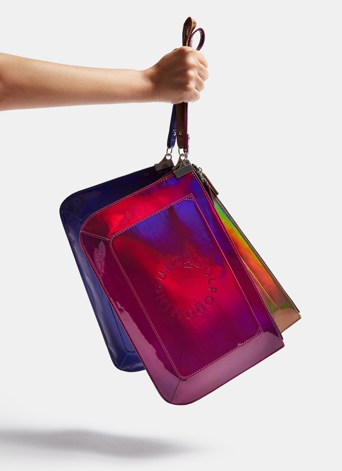Women Bags | Gold Clutch With Iridescent Finish by Spanish designer Adolfo Dominguez