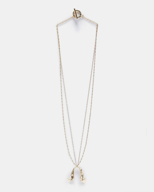 Women Necklace | Gold Long Necklace With Open Pendant by Spanish designer Adolfo Dominguez