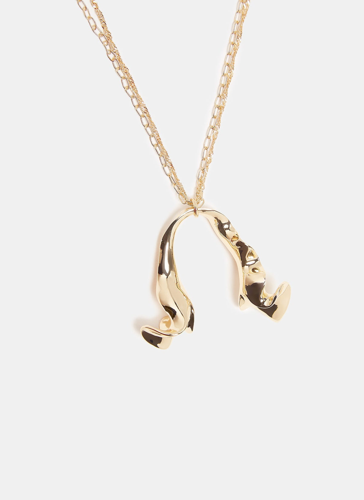 Women Necklace | Gold Long Necklace With Open Pendant by Spanish designer Adolfo Dominguez