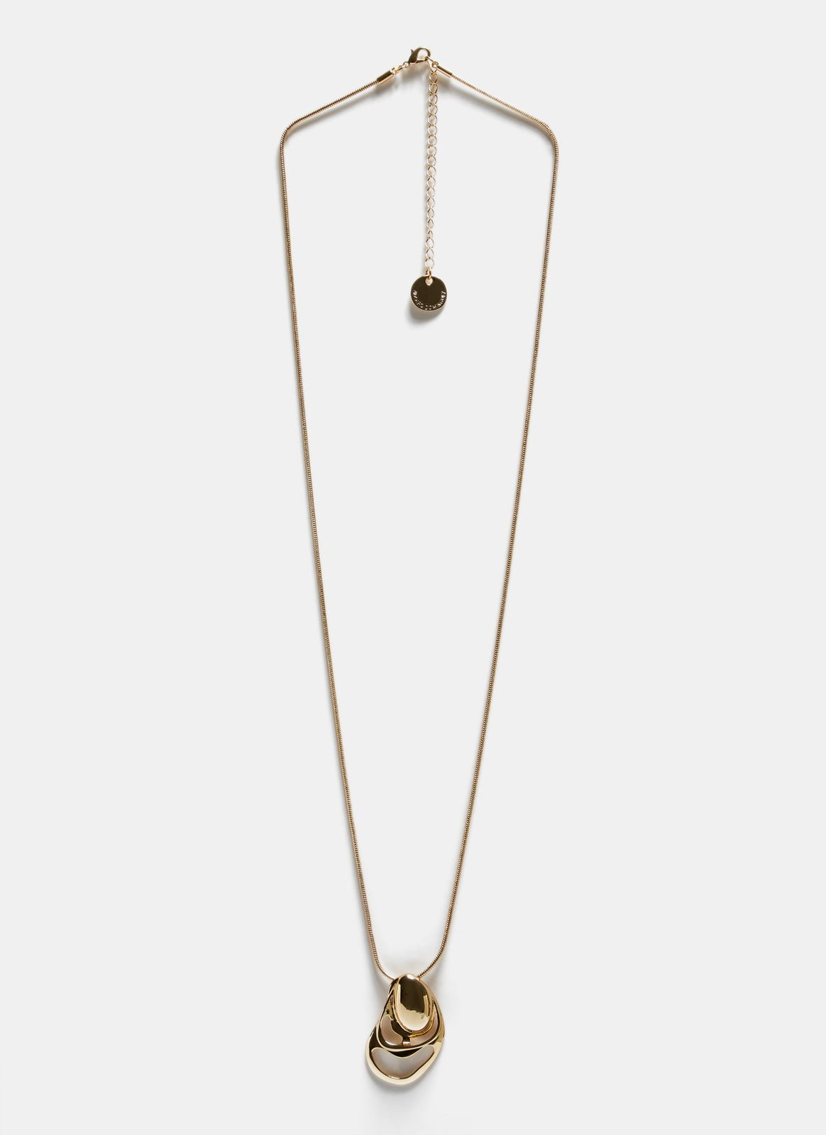Women Necklace | Gold Long Necklace With Oval-Shaped Pendant by Spanish designer Adolfo Dominguez