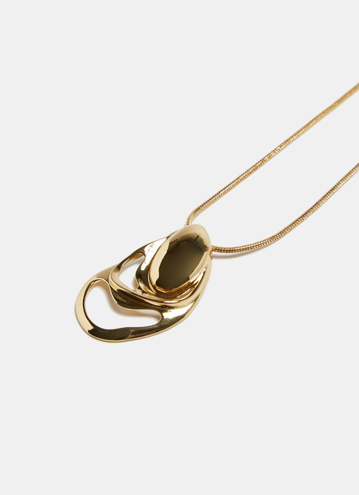 Women Necklace | Gold Long Necklace With Oval-Shaped Pendant by Spanish designer Adolfo Dominguez