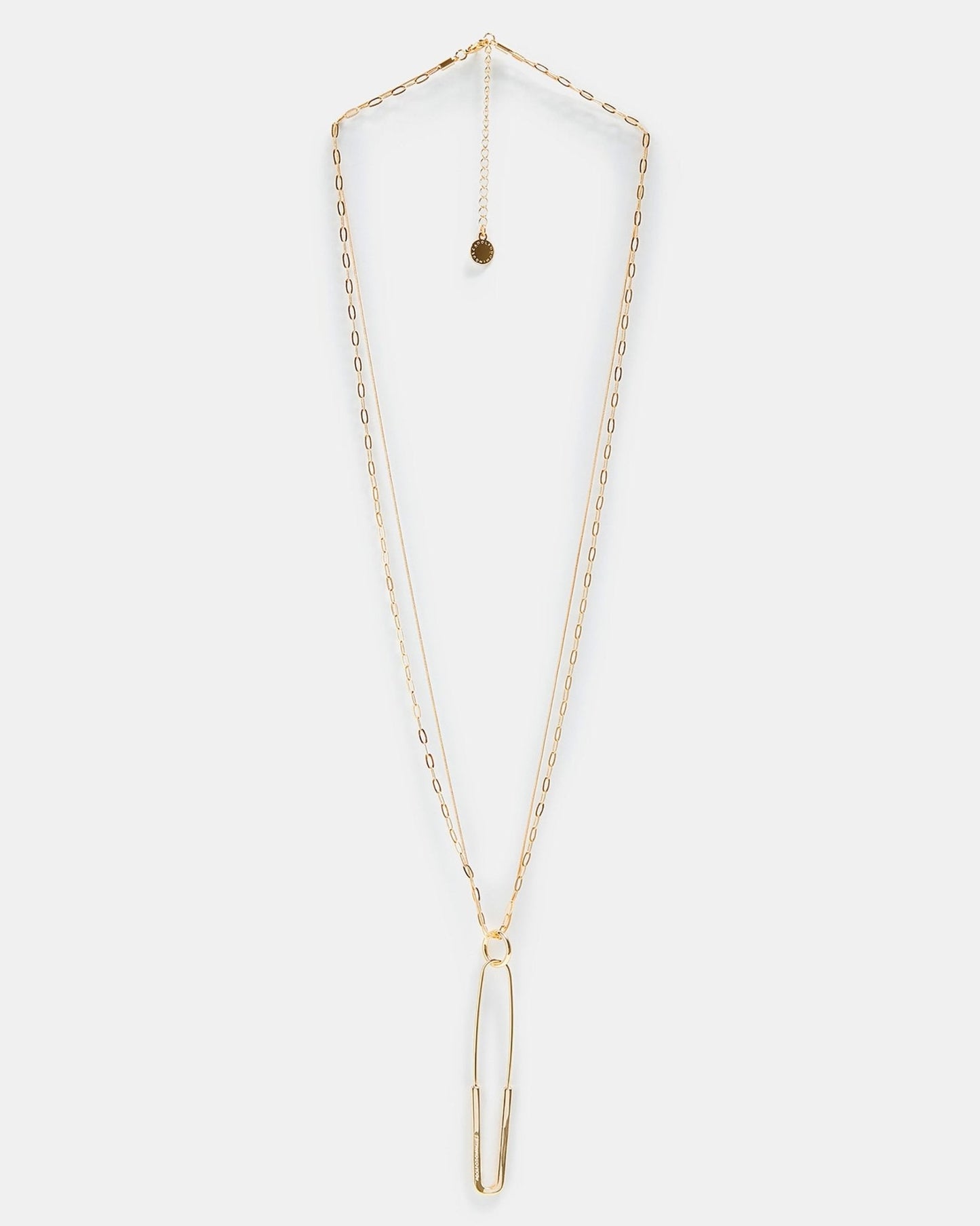 Women Necklace | Gold Long Necklace With Safety Pin Pendant by Spanish designer Adolfo Dominguez
