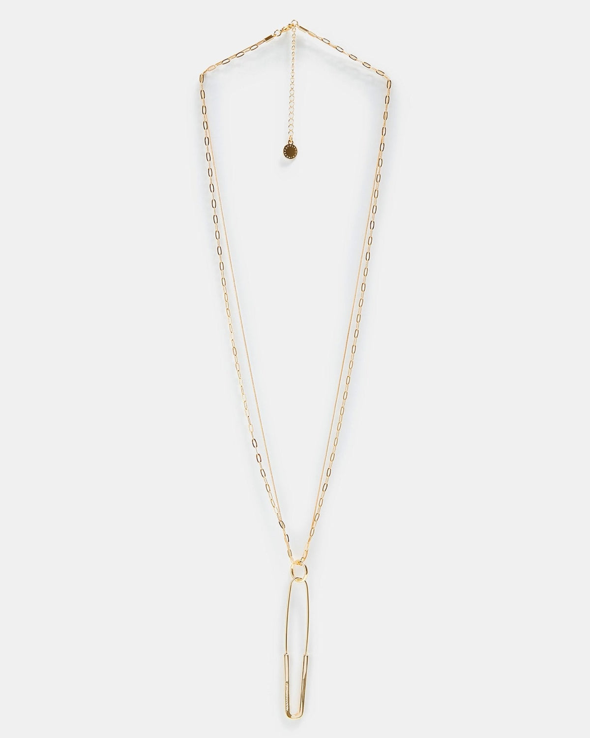 Women Necklace | Gold Long Necklace With Safety Pin Pendant by Spanish designer Adolfo Dominguez