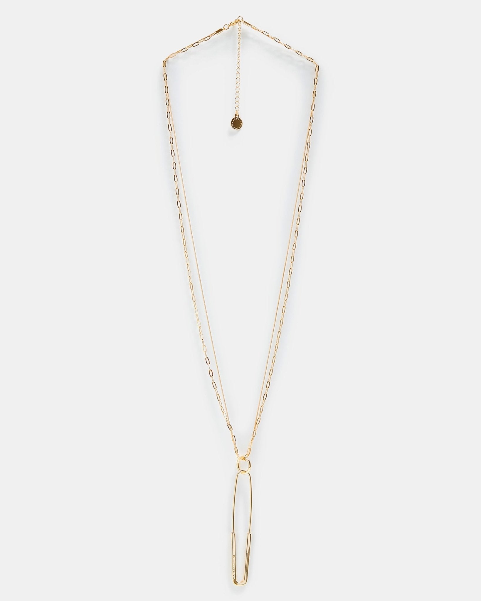 Women Necklace | Gold Long Necklace With Safety Pin Pendant by Spanish designer Adolfo Dominguez