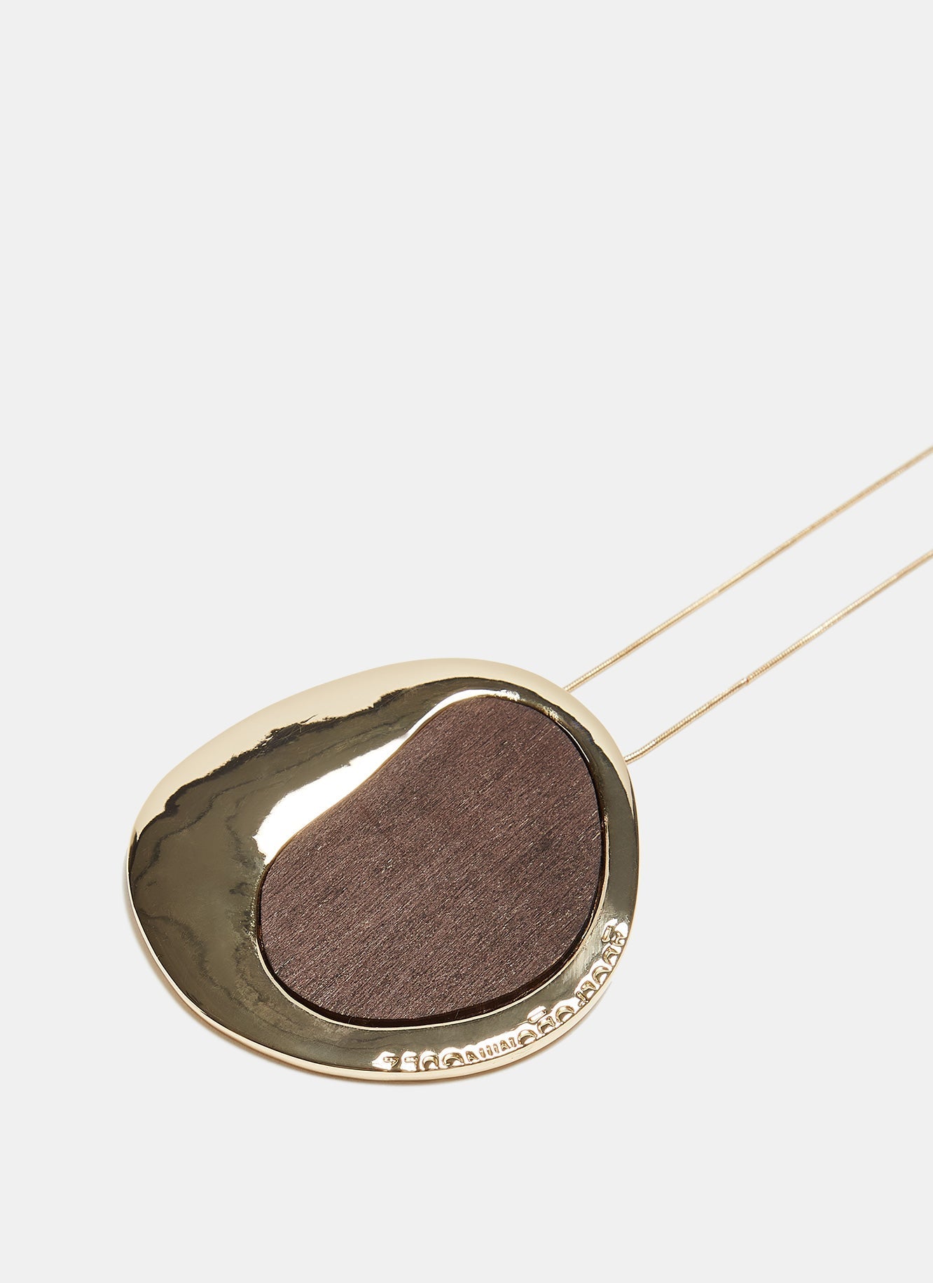 Women Necklace | Gold Long Necklace With Wood Pendant by Spanish designer Adolfo Dominguez