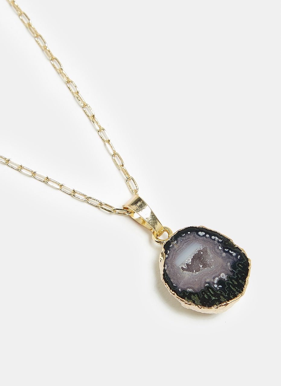 Women Necklace | Gold Necklace With Natural Geode by Spanish designer Adolfo Dominguez