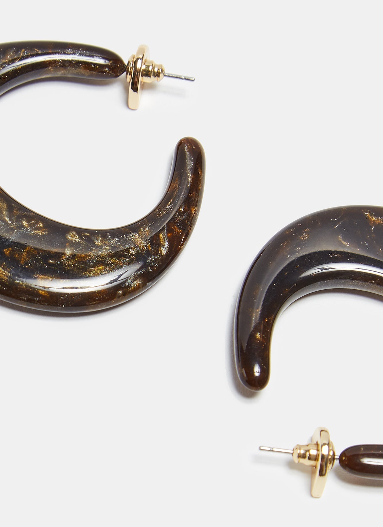 Women Earrings | Gold Open Mid-Hoop Resin Earrings by Spanish designer Adolfo Dominguez