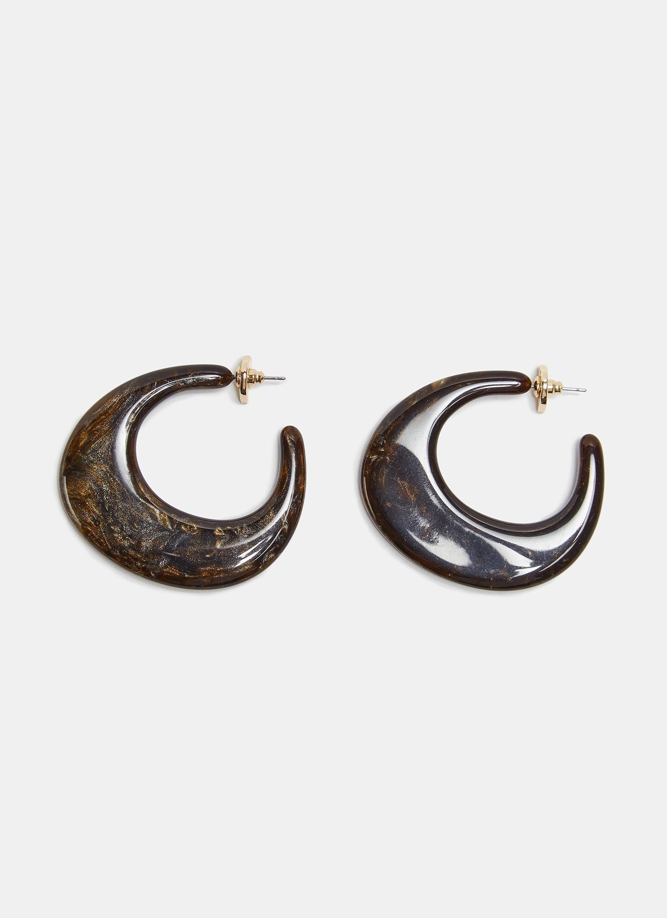 Women Earrings | Gold Open Mid-Hoop Resin Earrings by Spanish designer Adolfo Dominguez