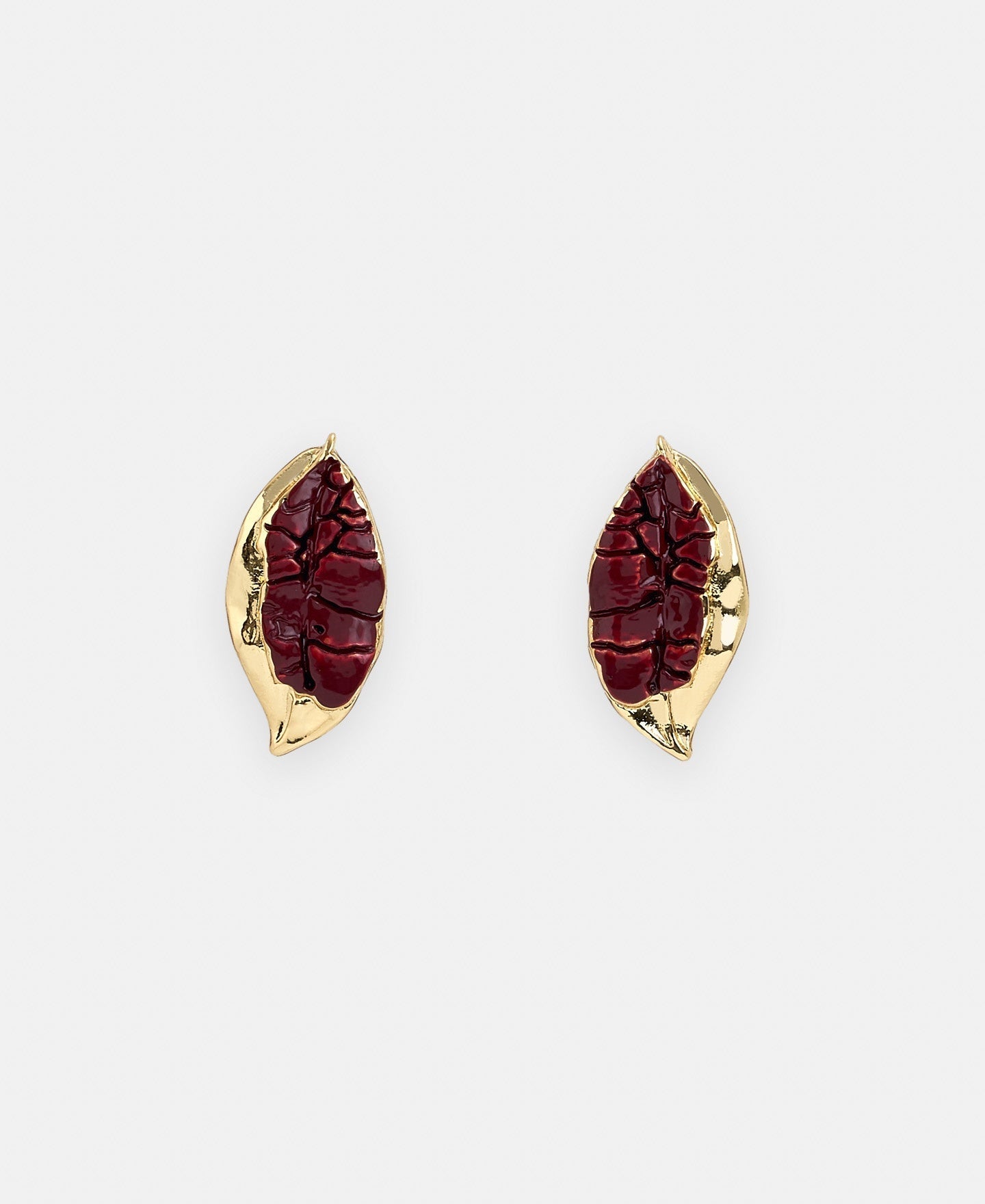 Women Earrings | Gold Zinc Leaf Earrings by Spanish designer Adolfo Dominguez