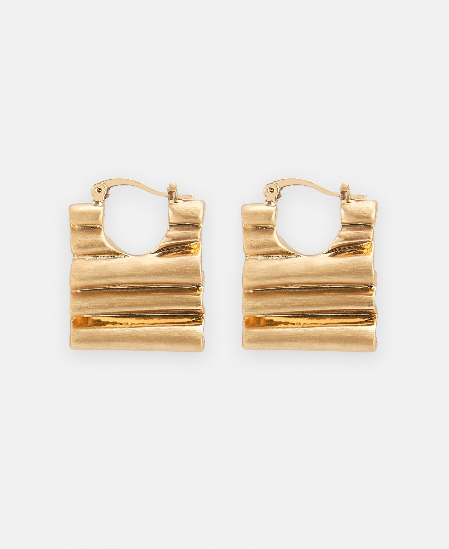 Women Earrings | Gold Zinc Pleated Earrings by Spanish designer Adolfo Dominguez