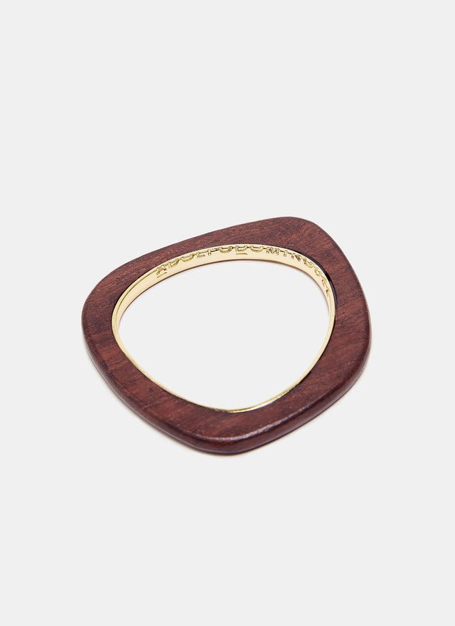 Women Bracelet | Gold/Chocolate Wood & Metal Rigid Bracelet by Spanish designer Adolfo Dominguez