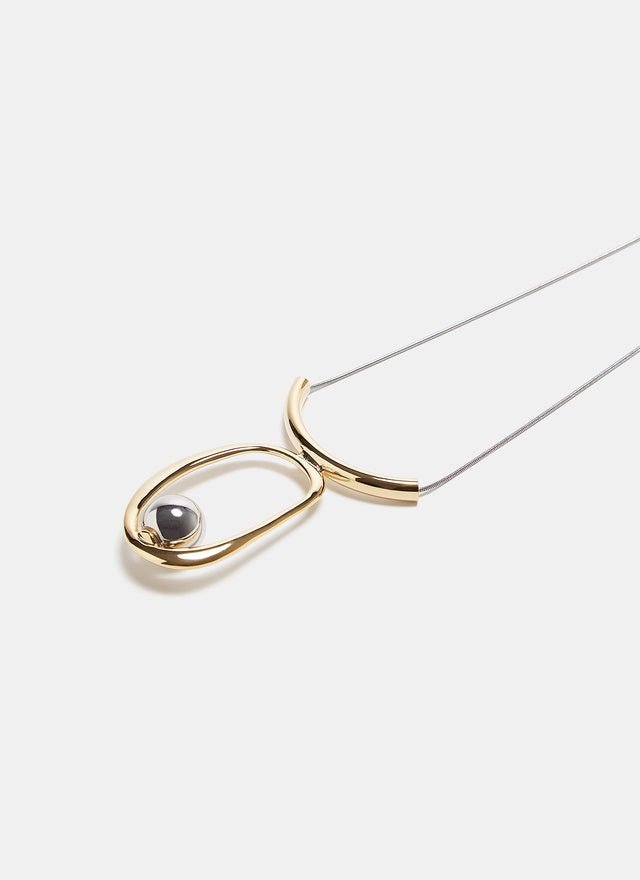 Women Necklace | Gold/Silver Long Necklace With Organic Pendant by Spanish designer Adolfo Dominguez