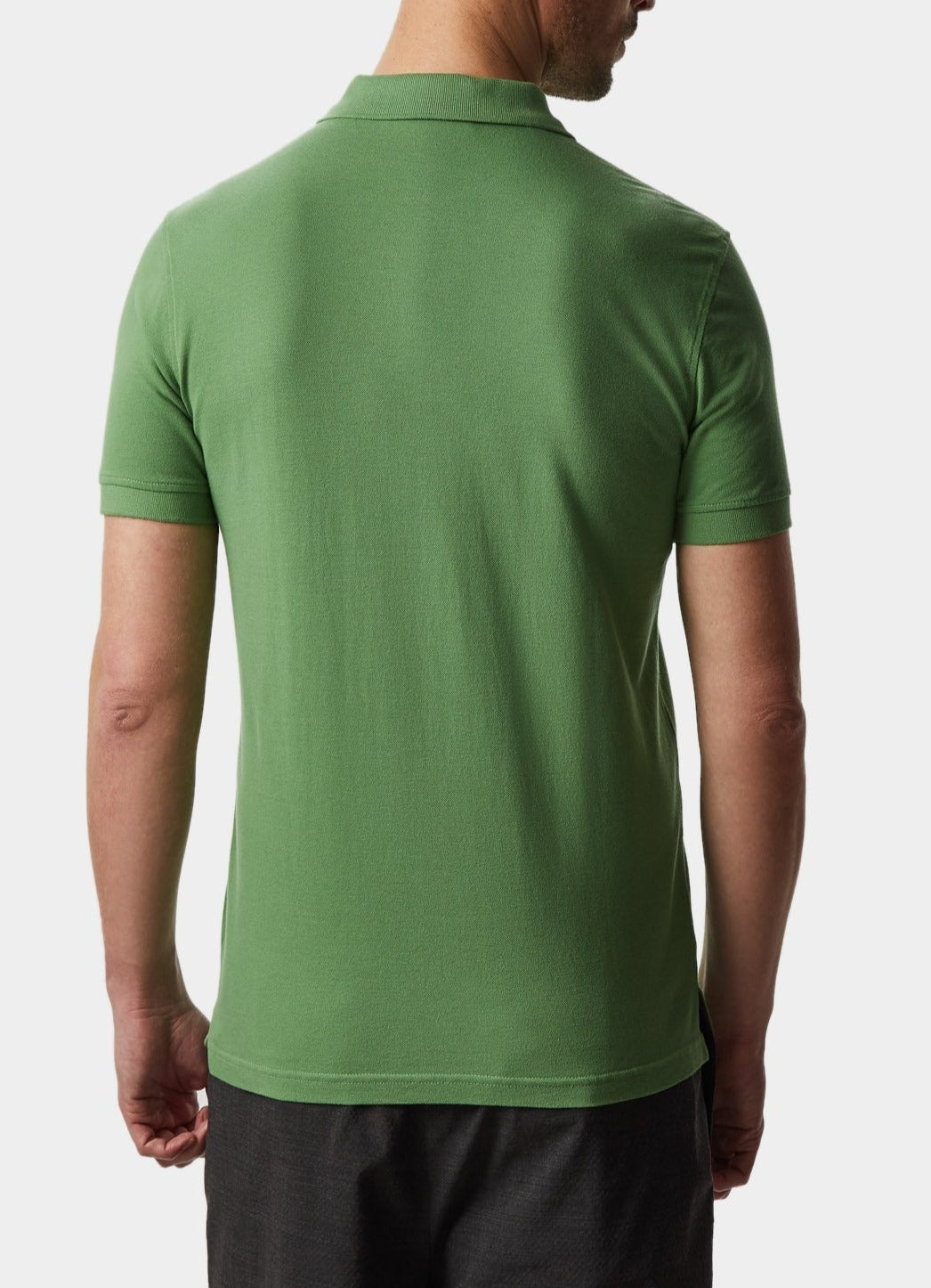 Men Polo | Green Cotton Pique Washed Polo Shirt by Spanish designer Adolfo Dominguez