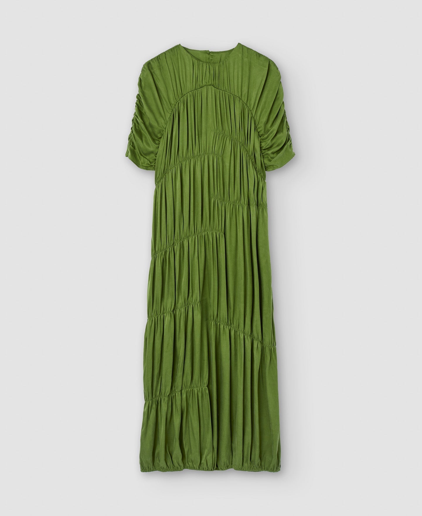 Women Cocktail Dress | Green Cupro Midi Dress by Spanish designer Adolfo Dominguez