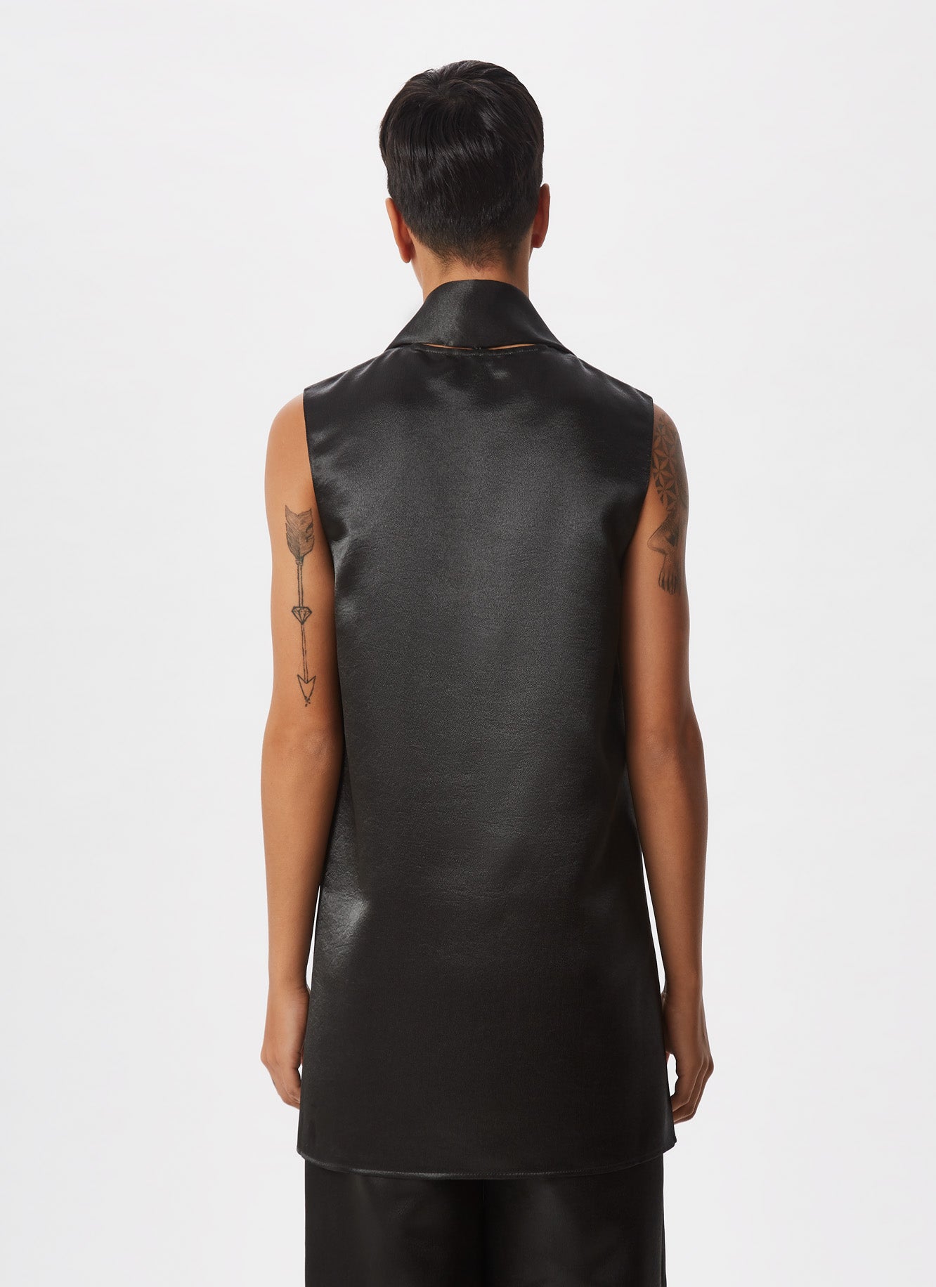 Women Top | Green Glossy Top With Matching Scarf by Spanish designer Adolfo Dominguez