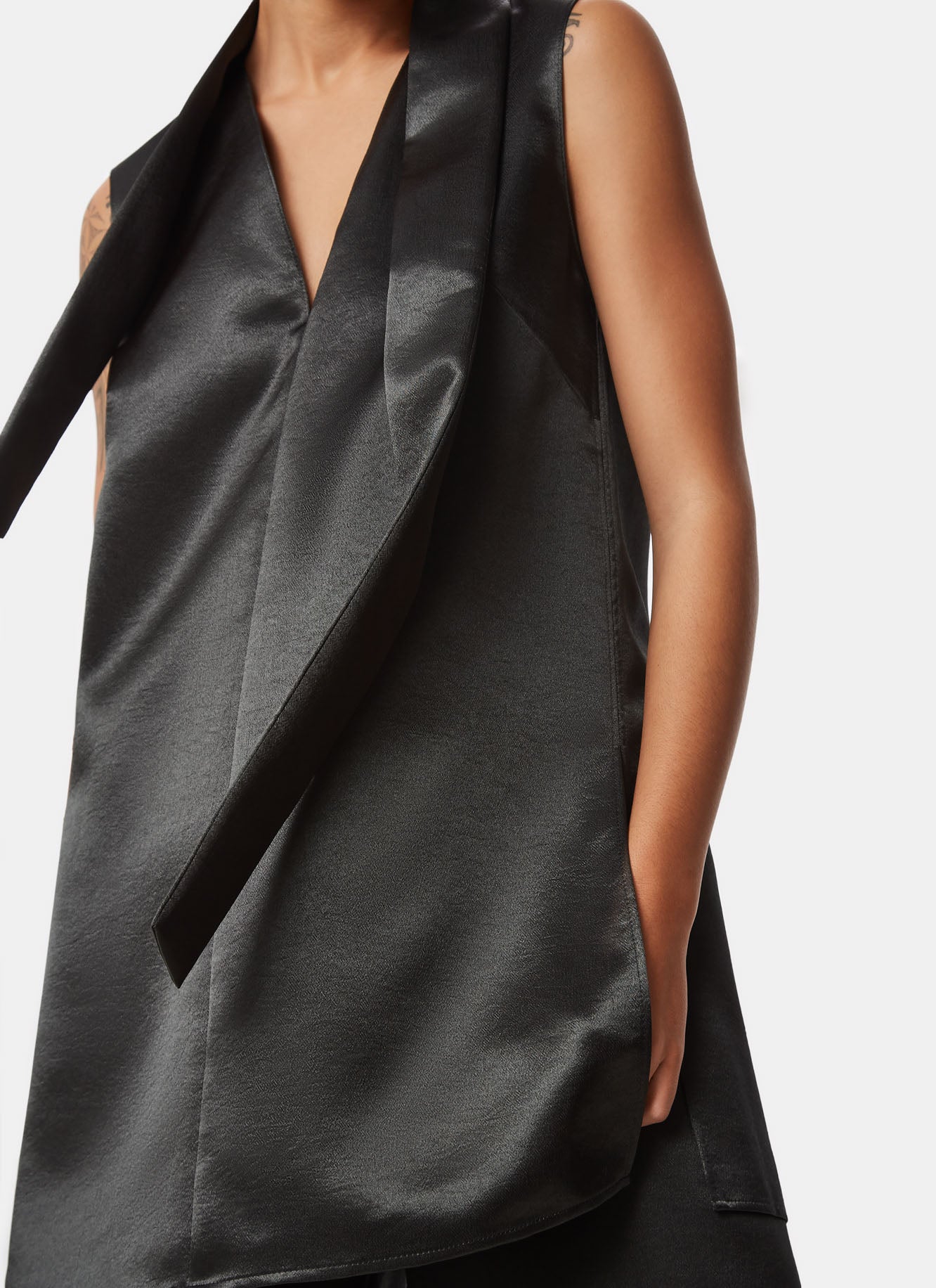 Women Top | Green Glossy Top With Matching Scarf by Spanish designer Adolfo Dominguez