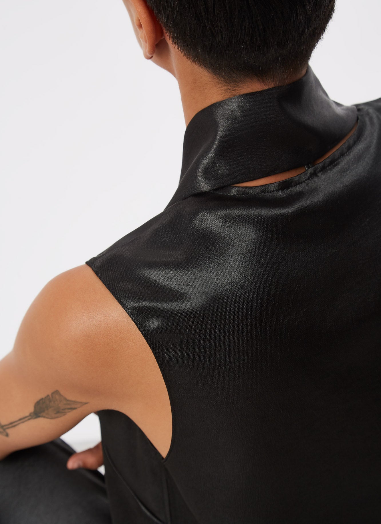 Women Top | Green Glossy Top With Matching Scarf by Spanish designer Adolfo Dominguez