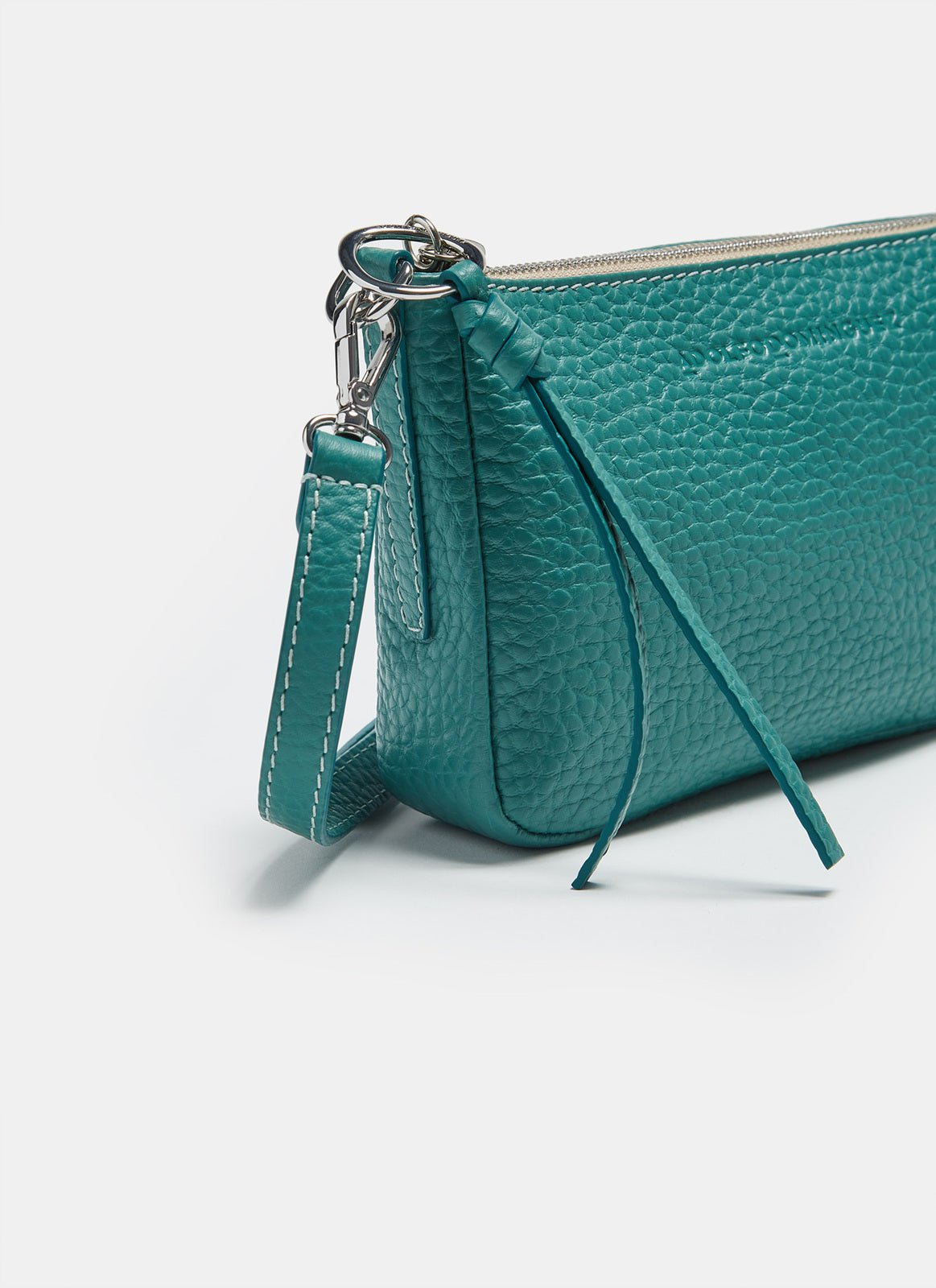 Women Leather Bag | Green Granulated Mini Crossbody Bag by Spanish designer Adolfo Dominguez