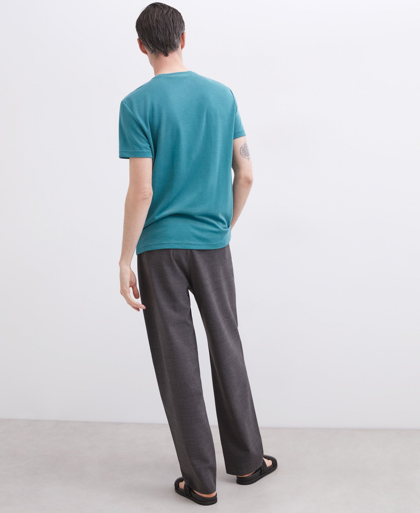Men T-Shirt (Short Sleeve) | Green Green Modal Crew Neck T-Shirt by Spanish designer Adolfo Dominguez