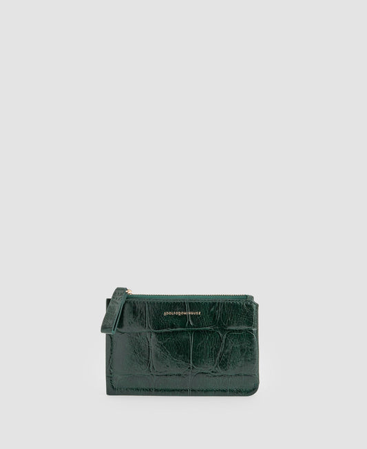 Women Wallet | Green Medium Wallet In Coco Leather by Spanish designer Adolfo Dominguez