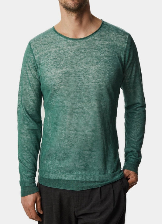 Men Jersey | Green Metal Knit Sweater by Spanish designer Adolfo Dominguez