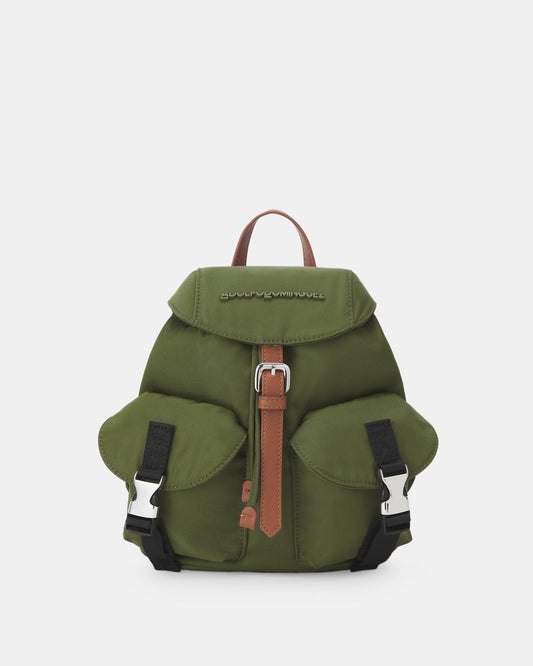 Women Bags | Green Mini Backpack In Nylon by Spanish designer Adolfo Dominguez