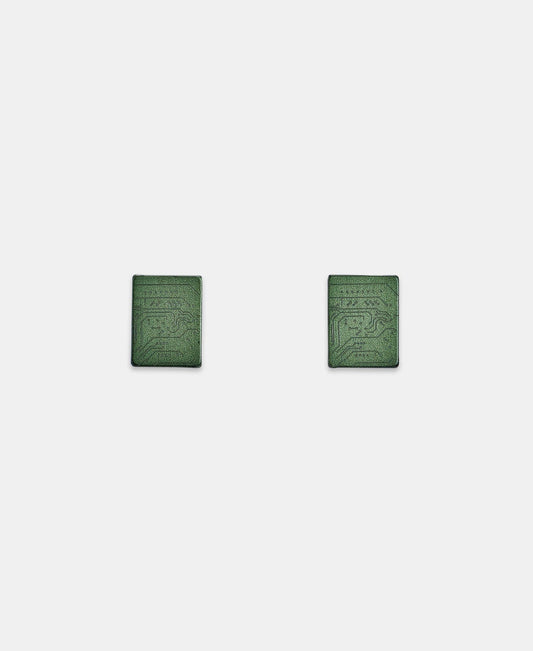 Women Earrings | Green Rectangular Earrings Engraved Author by Spanish designer Adolfo Dominguez