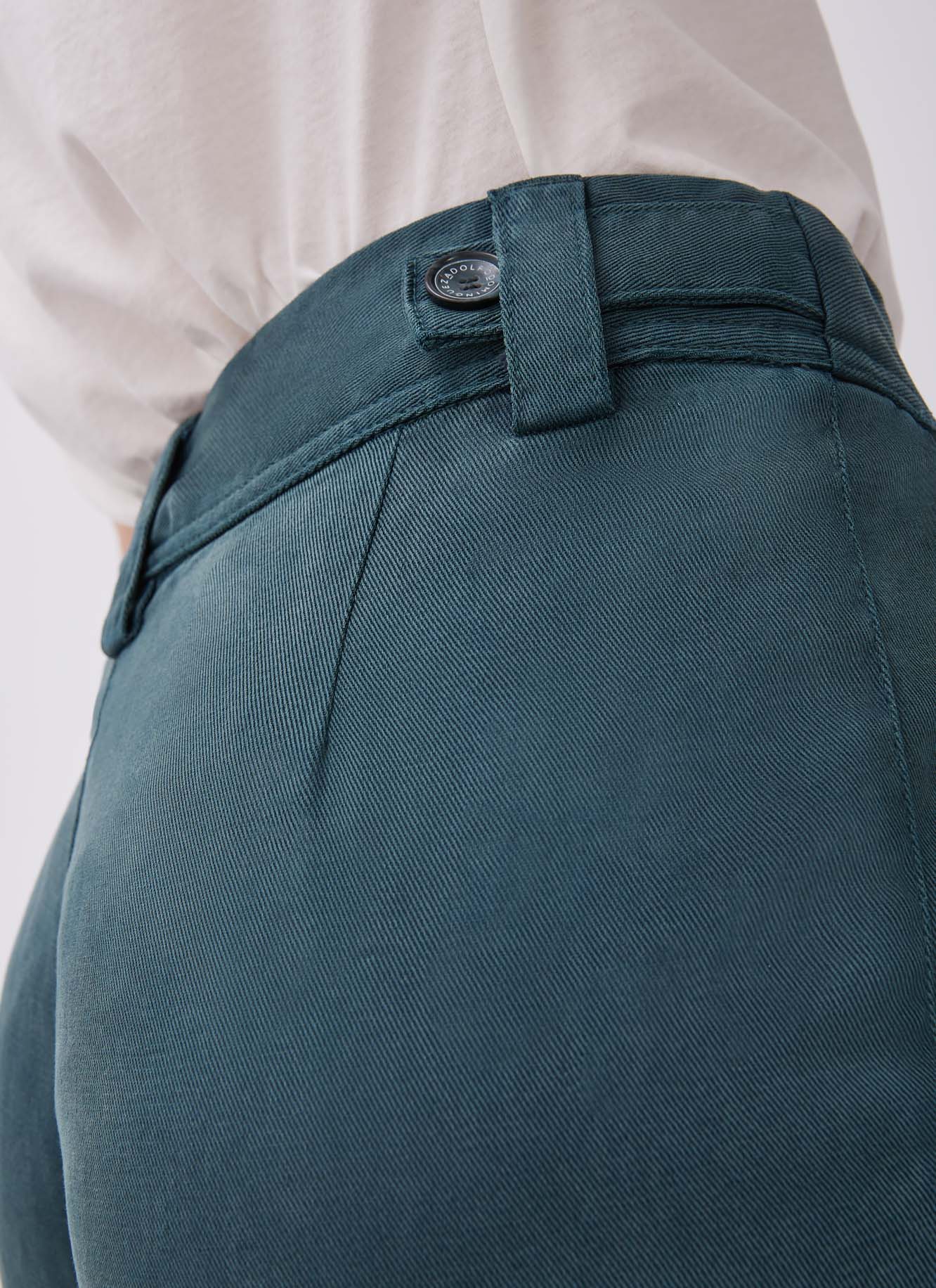 Women Trousers | Green Straight Lyocell Trousers by Spanish designer Adolfo Dominguez