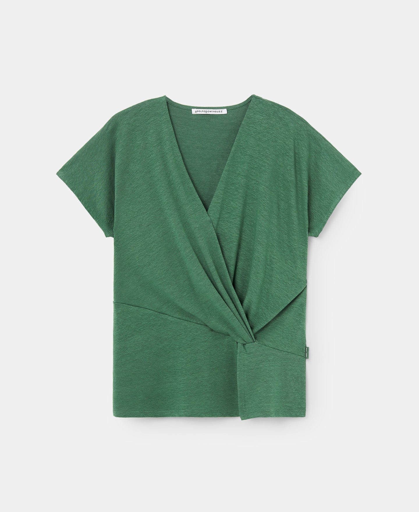 Women T-Shirt (Short Sleeve) | Green Stretch Linen T-Shirt by Spanish designer Adolfo Dominguez
