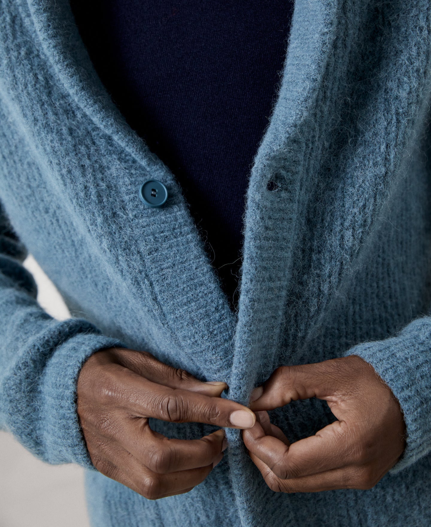 Men Knit Jacket | Green/Grey Cardigan In Wool Fabric by Spanish designer Adolfo Dominguez