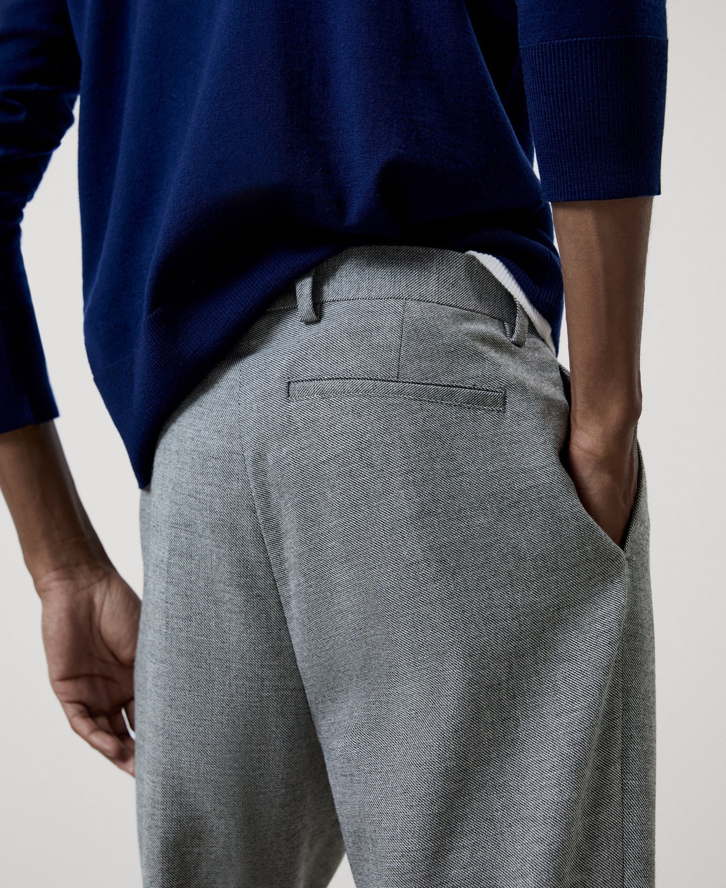 Men Trousers | Grey Ankle-Length Tailored Trousers by Spanish designer Adolfo Dominguez